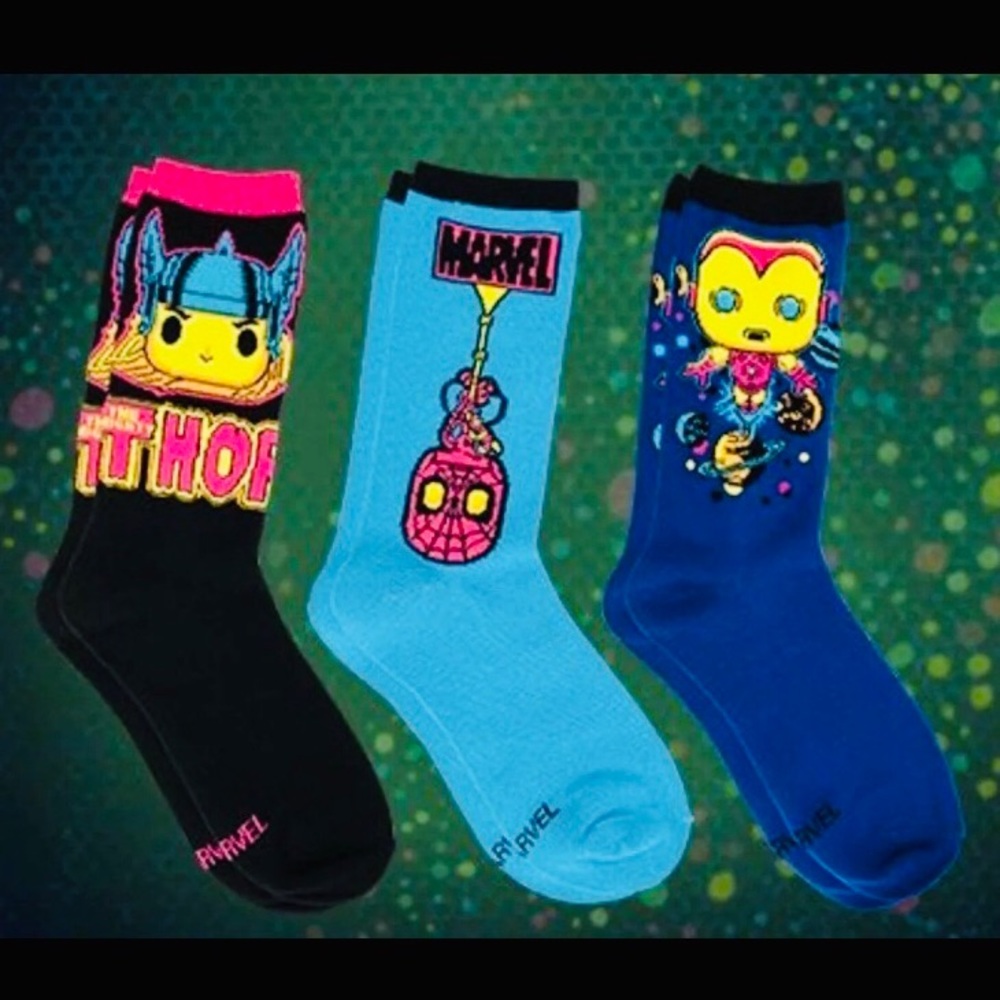Funko Pop! Marvel Black Light Socks 3-Pack - Picture 8 of 8